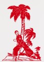 Heroine from the ballet Red Detachment of Women in front of palm tree