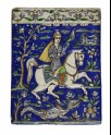 Tile depicting a rider holding a falcon (EA2012.96)