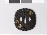 Tsuba with chrysanthemum florets and aoi, or hollyhock leaves (EAX.10066)
