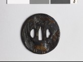 Tsuba with willow branches, thatched shelters, and bamboo (EAX.10107)