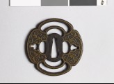 Mokkō-shaped tsuba with karakusa, or scrolling plant pattern