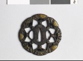 Lobed tsuba with flowers and fans
