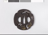 Mokkō-shaped tsuba with pine tree and bamboo