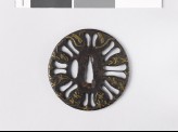 Tsuba with scrolls, dragonflies, and a stream (EAX.10123)