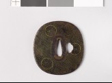 Tsuba with thunder-scroll pattern and flowers