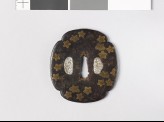 Mokkō-shaped tsuba with flowers and leaves (EAX.10149)