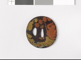 Round tsuba depicting Raiden, the god of thunder