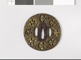 Round tsuba with flowers and water-weeds