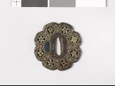Lobed tsuba with plants including water-weeds