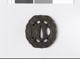 Octagonal tsuba with radiating decoration