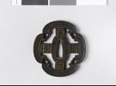 Mokkō-shaped tsuba with cruciform shape and key pattern (EAX.10187)