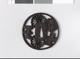 Round tsuba with heraldic chrysanthemum blossoms (EAX.10200)