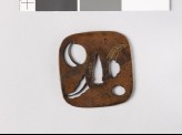 Tsuba with peach and leaves