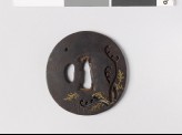 Lenticular tsuba with ferns