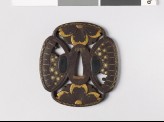 Mokkō-shaped tsuba with cherry flowers and snow heaps (EAX.10236)