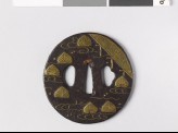 Tsuba with aoi, or hollyhock leaves, floating on water (EAX.10239)