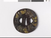 Round tsuba with clematis spray (EAX.10240)