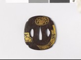 Tsuba with fan mounts and flowers