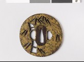 Round tsuba with bamboo and clematis (EAX.10258)