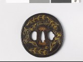 Tsuba with heraldic hawk feathers