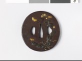 Tsuba with begonia plant and butterflies