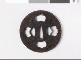 Tsuba with key pattern and seaweed-like sprays