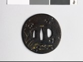 Tsuba with reeds, willow, and a spider (EAX.10307)