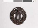 Mokkō-shaped tsuba with chrysanthemums