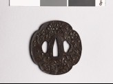 Mokkō-shaped tsuba with cherry blossom