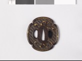 Mokkō-shaped tsuba with plum flowers