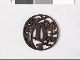 Round tsuba with plum blossom and narcissus flowers (EAX.10366)