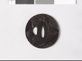 Tsuba with shishi, or lion dog, and waterfall