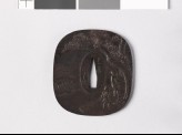 Tsuba with two children representing the twin pines of Takasago