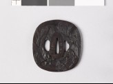 Tsuba depicting Minamoto Yoshitsune fencing with Yūjōbō (EAX.10395)