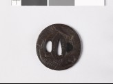 Tsuba with carp leaping from turbulent water