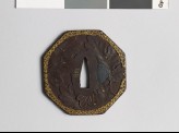Octagonal tsuba with chrysanthemum leaves and dewdrops (EAX.10417)