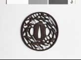 Tsuba with geese flying amid driving rain (EAX.10446)