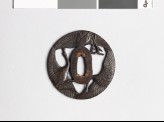 Tsuba with three flying cranes