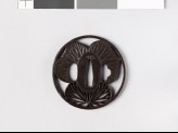 Round tsuba with three heraldic aoi, or hollyhock leaves (EAX.10478)