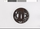 Tsuba with reed blind, court fan, and pine needles (EAX.10488)