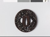 Tsuba with autumn flowers, crickets, and a mantis (EAX.10499)