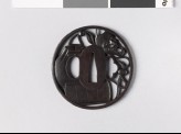 Tsuba with inrō, pouch, Hannya mask netsuke, and ojime