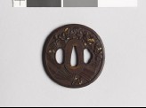 Tsuba with gourd flowers and court fans