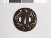 Tsuba with overlapping chrysanthemum leaves