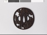 Tsuba with rafts and cherry blossoms