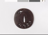 Tsuba with a crane flying above a pine forest (EAX.10598)
