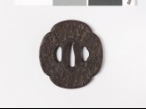 Mokkō-shaped tsuba with flowering plum tree