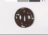 Tsuba with rafts and cherry blossoms