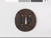 Tsuba with cherry, peony, and chrysanthemum flowers