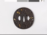Tsuba with peony flowers and leaves